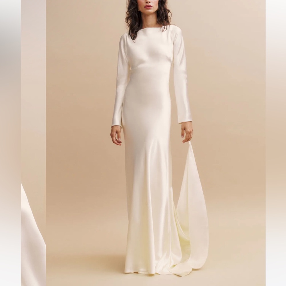 NWT NEW reformation ADWEN white ivory silk maxi wedding dress gown - Picture 2 of 6